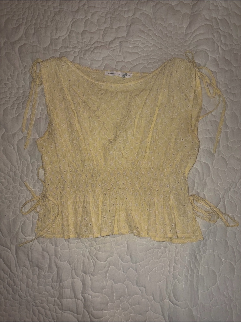 Altar’d State Butter Yellow Eyelet Top